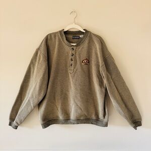 LA Loving Pullover Sweatshirt Beaver Creek Colorado Mens L Brown Ribbed Four But